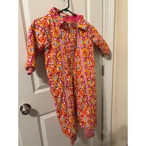 EUC Hanna Anderson girls snowsuit sz 100 pink orange floral print 4